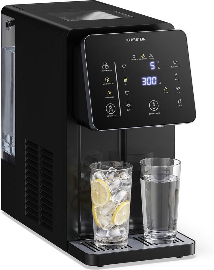 Klarstein NeoChill ijsblokjesmachine & waterdispenser – 3 5 L 12 kg ijs 24 uur heet warm en koud water kogelijs touchscreen kinderslot