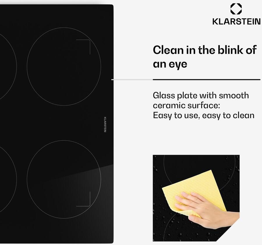 Klarstein Neotouch inductiekookplaat – 4 zone inductiekookplaat 7200 W boost touch & draaiknop bediening kinderslot oververhittingsbeveiliging