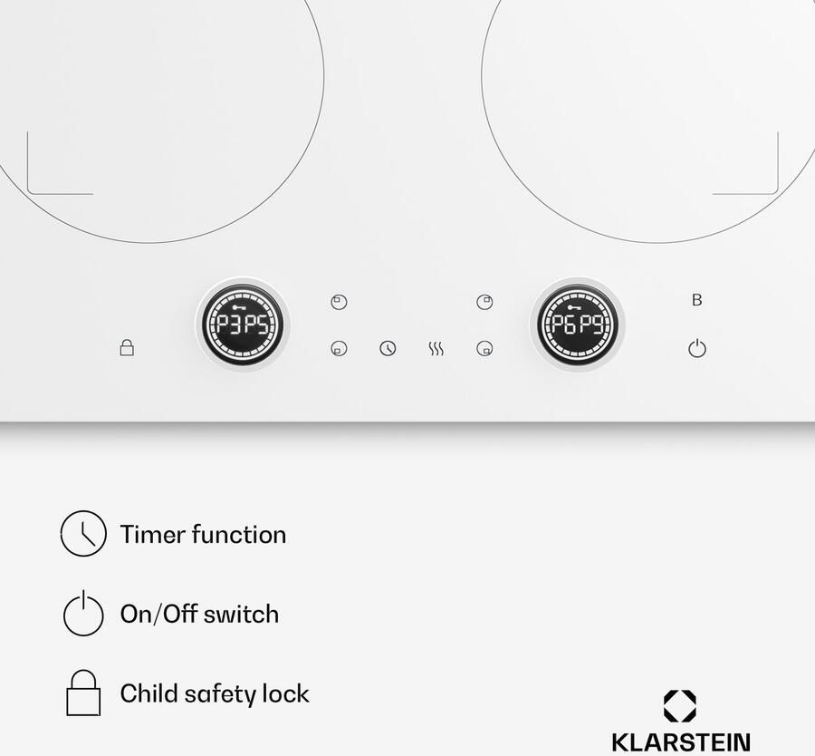 Klarstein Neotouch inductiekookplaat – 4 zone inductiekookplaat 7200 W boost touch & draaiknop bediening kinderslot oververhittingsbeveiliging