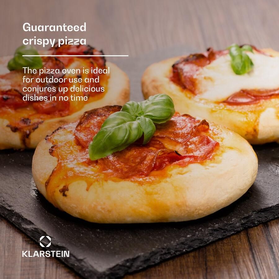 Klarstein FornoVetro Pizzaofen Elektrisch 450 Grad – 2.200 W Duale Heizelemente Digitales Display Inklusive Pizzastein Glasdeckel Cool-Touch-Oberfläche Outdoor-Design