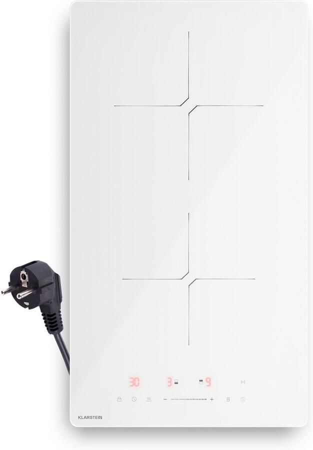 Klarstein PowerGlide inductiekookplaat 2-zone inbouw inductiekookplaat 3500 W boost touchslider timer kinderslot restwarmte-indicator keramisch glas 30 cm wit - Foto 2