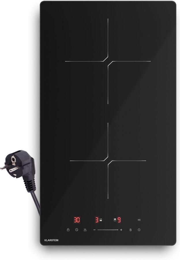 Klarstein PowerGlide inductiekookplaat 2-zone inbouw inductiekookplaat 3500 W boost touchslider timer kinderslot restwarmte-indicator keramisch glas 30 cm zwart
