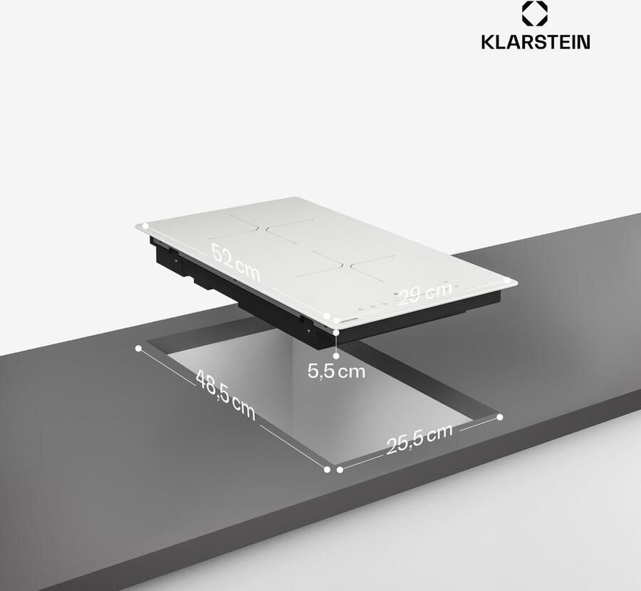 Klarstein PowerGlide inductiekookplaat 2-zone inbouw inductiekookplaat 3500 W boost touchslider timer kinderslot restwarmte-indicator keramisch glas 30 cm wit - Foto 7