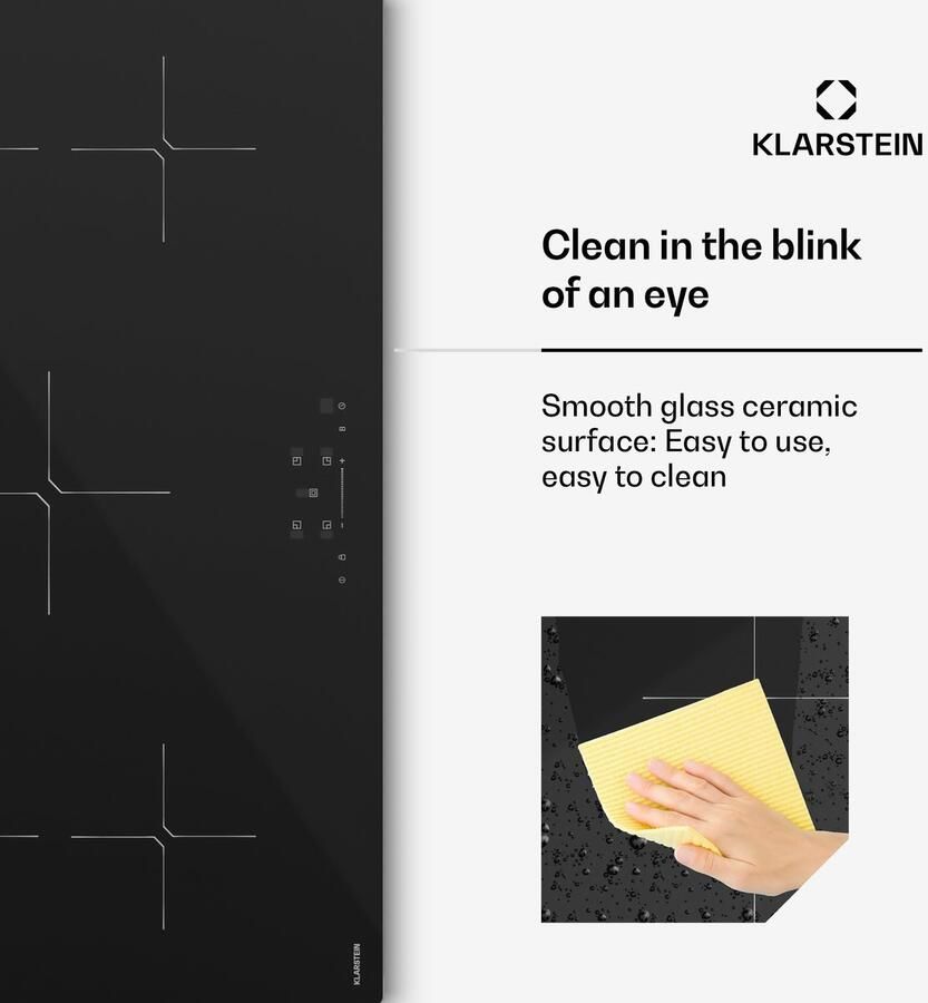 Klarstein PowerGlide inductiekookplaat 5-zone inbouw inductiekookplaat 9800 W boost touchslider timer kinderslot restwarmte-indicator keramisch glas 90 cm zwart