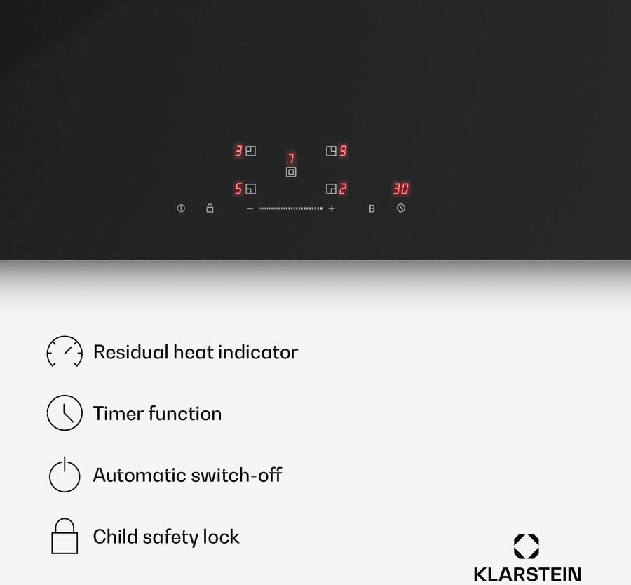 Klarstein PowerGlide inductiekookplaat 5-zone inbouw inductiekookplaat 9800 W boost touchslider timer kinderslot restwarmte-indicator keramisch glas 90 cm zwart