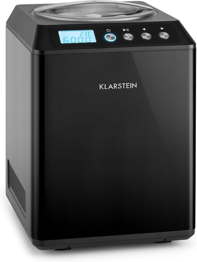 Klarstein Roomijsmachine Vanilla Sky Family Eismaschine Eisbereiter Speiseeismaschine LED Display Timer rvs einfache reiniging 250 Watt 2 5 Liter zwart IJsbereider voor Thuis voor Feest Zilver Ice Cream Maker