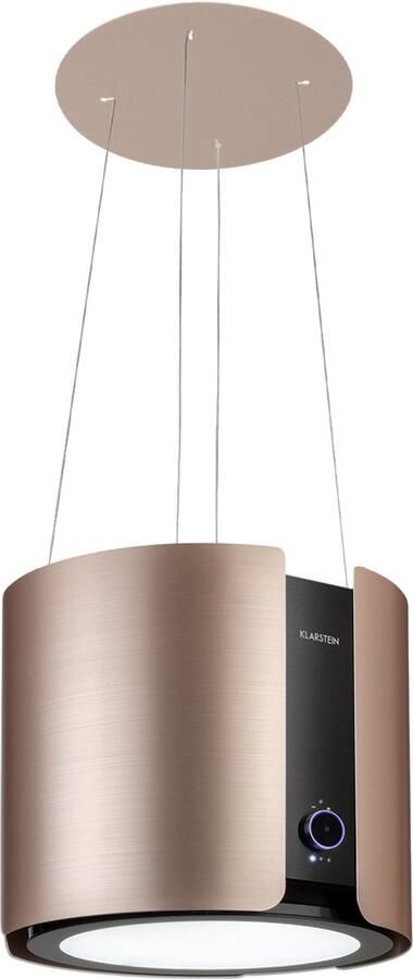 Klarstein Afzuigkap Skyfall Vrijhangende Afzuigkap Recirculatie Afvoer Gebarenbediening 45 x 42 cm (ØxB) 402 m³ h 200 W 3 Standen LED-Verlichting Goud voor Keuken Touch Koolstoffilter Vetfilter Wit Dampkap - Foto 2