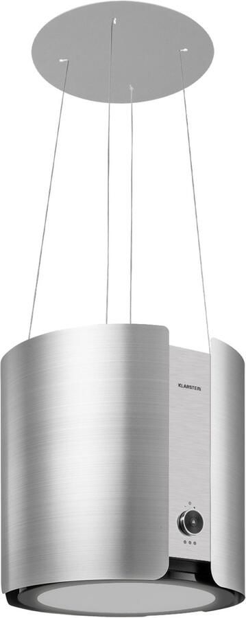 Klarstein Kookplaat Skyfall Smart Eilandkap App En Touch Bediening 45 X 42 cm (Øxb) Vrijhangend 3 Standen 402 M³ H 200 W LED-Verlichting Vetfilter 2 Filters Met Actief Kool Wifi Touch Bediening Roestvrij Staal Zilver