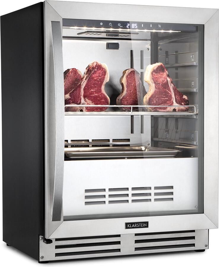 Klarstein Steakhouse Pro Vleesrijpingskast 1 Zone 98 Liter 1-25°C Touch Bediening RVS
