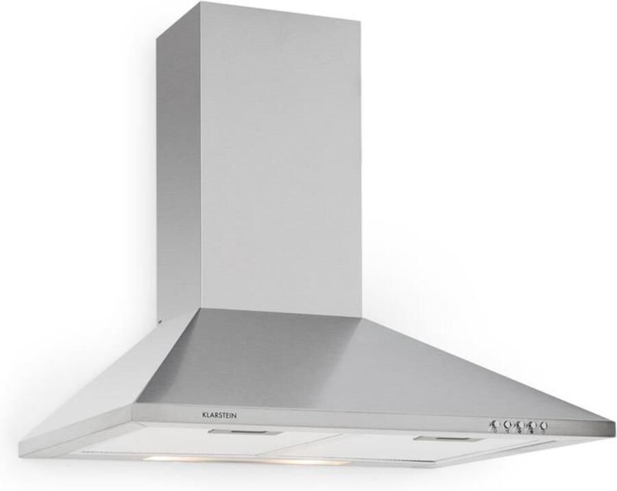 Klarstein Afzuigkap 60 cm Breed Extractiesnelheid Tot 330m³ u Schakelbare Verlichting Geschikt Voor Wandmontage Aluminium Vetfilters 2x Roestvrij Stalen Filters Zilver