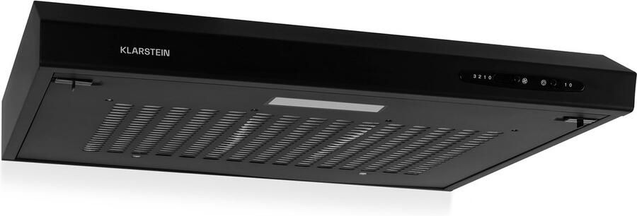 Klarstein Afzuigkap Onderbouw 60 cm Dampkap Wandafzuigkap voor Keuken 210 m³ u 40W Afzuiging Recirculatie 3 Standen Verlichting Terugslagklep & wandmontage Mat Zwart Metaal Wasemkap Kookplaatafzuiging