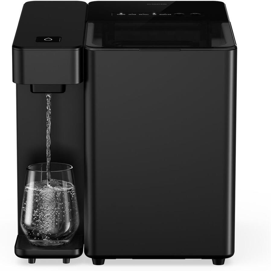 Klarstein Velaire ijsmachine & waterdispenser IJsmachine voor op het aanrecht 2 liter tank 2 ijsblokjesformaten PAC-filter touchscreen filterherinnering 10 kg 24 uur voor thuisgebruik