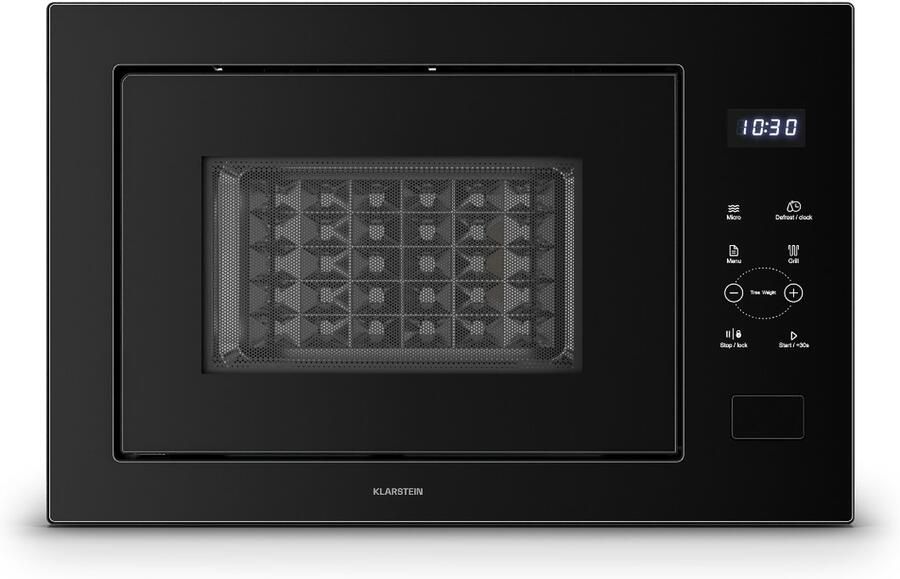 Klarstein Velaire inbouwmagnetron met grill – 25 l 850 W magnetron & 1200 W grill 8 programma's touchbediening roestvrij staal inbouwmagnetron zwart - Foto 2