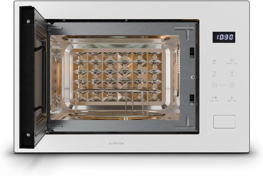 Klarstein Velaire inbouwmagnetron met grill – 25 l 850 W magnetron & 1200 W grill 8 programma's touchbediening roestvrij staal inbouwmagnetron wit - Foto 2