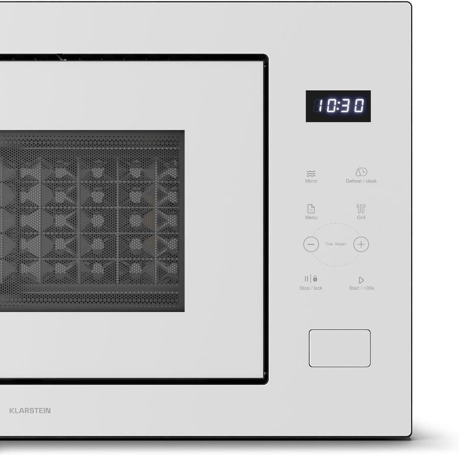 Klarstein Velaire inbouwmagnetron met grill – 25 l 850 W magnetron & 1200 W grill 8 programma's touchbediening roestvrij staal inbouwmagnetron wit - Foto 4