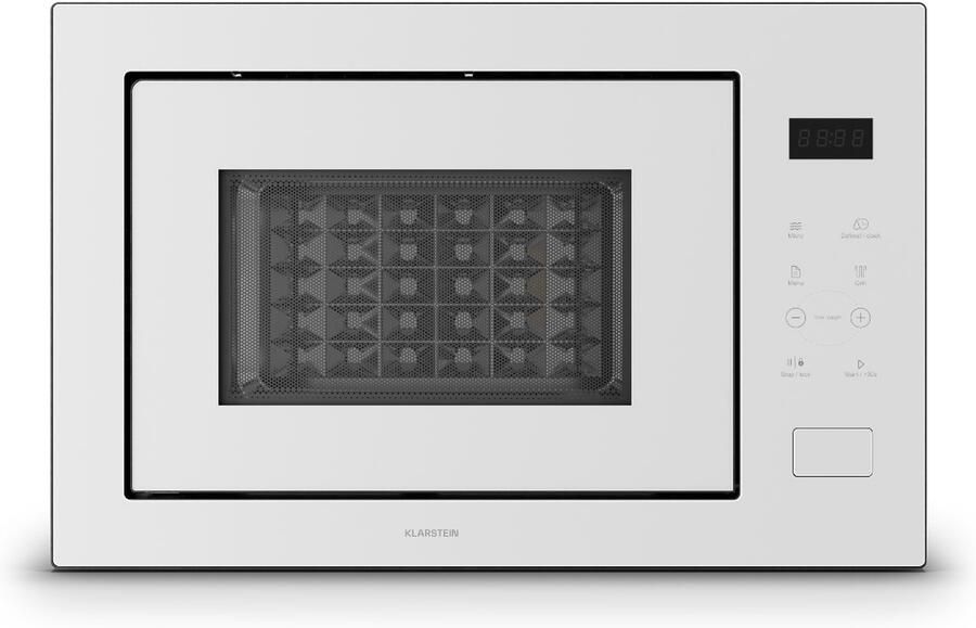 Klarstein Magnetron Velaire inbouwmagnetron met grill – 25 l 850 W & 1200 W grill 8 programma's touchbediening roestvrij staal inbouwmagnetron wit 25L voor Keuken Timer RVS Aluminium glas Display Microwave