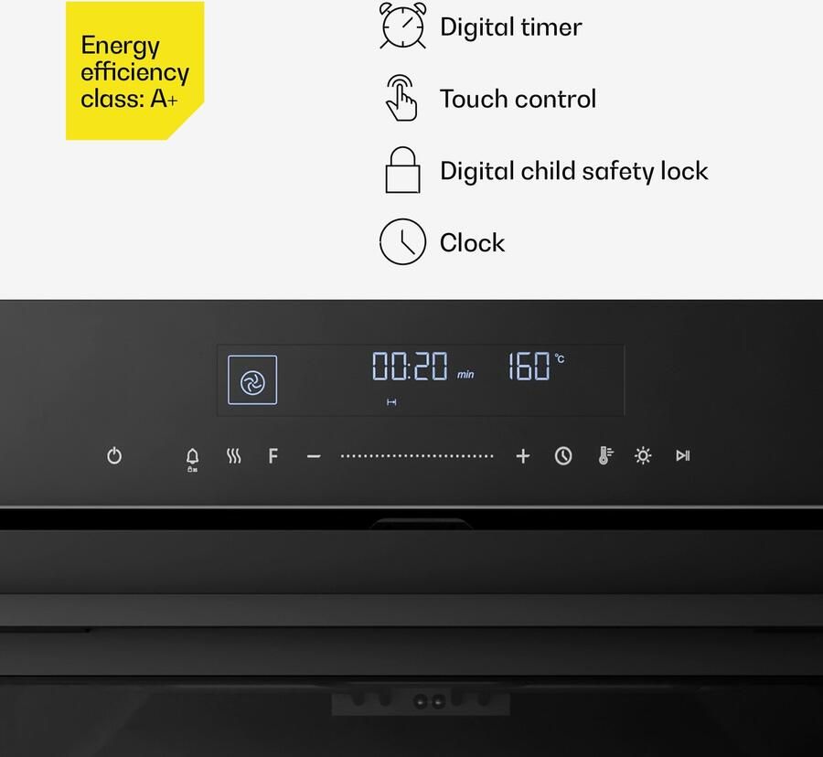 Klarstein Velaire inbouwoven 74 liter elektrische oven 13 standen touchbediening energieklasse A+ geëmailleerde binnenkant driedubbele beglazing geïntegreerde enkele oven 60 cm mat en glazen design zwart