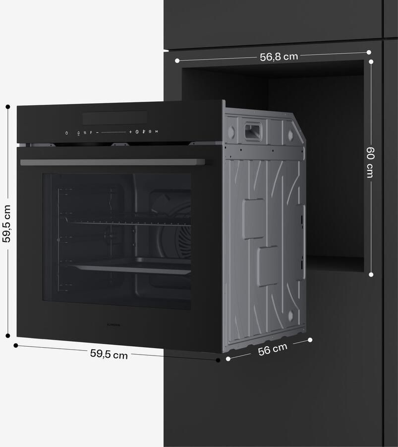 Klarstein Velaire inbouwoven 74 liter elektrische oven 13 standen touchbediening energieklasse A+ geëmailleerde binnenkant driedubbele beglazing geïntegreerde enkele oven 60 cm mat en glazen design zwart - Foto 2