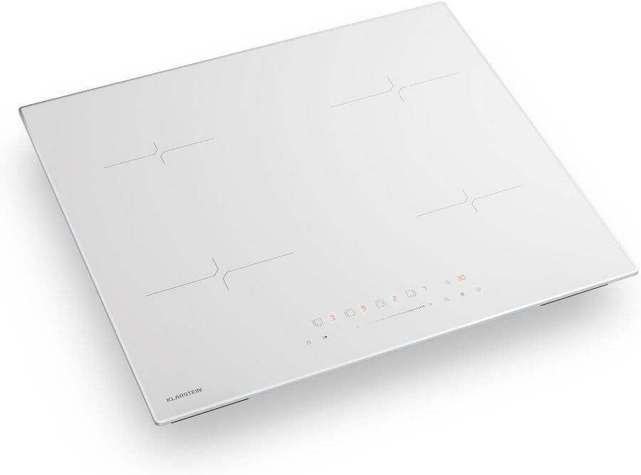 Klarstein Velaire inductiekookplaat 4-zone inbouw inductiekookplaat 7000 W boost touchbediening timer kinderslot warmte-indicator keramisch glas 60 cm wit