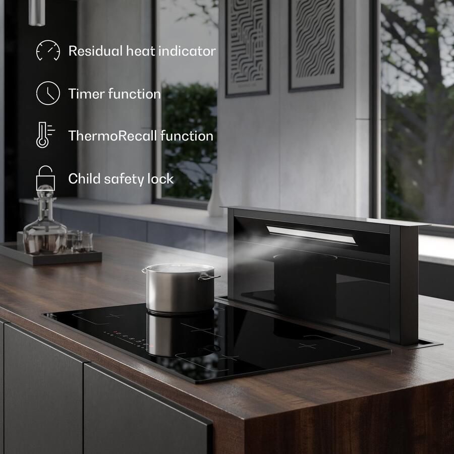 Klarstein Inductiekookplaat Velaire 5-pits inbouw inductiekookplaat 7200 W boost touchbediening timer kinderslot warmte-indicator glazen oppervlak 90 cm voor Keuken Restwarmte-Indicator Induction Hob Inductie Kookveld