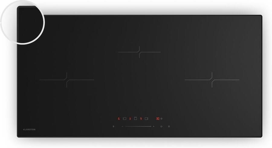 Klarstein Inductiekookplaat Velaire 80 cm inbouw 3 zones 5500 W boost touchbediening timer kinderslot warmte-indicator glazen oppervlak strak design voor Keuken Restwarmte-Indicator Induction Hob Inductie Kookveld - Foto 3