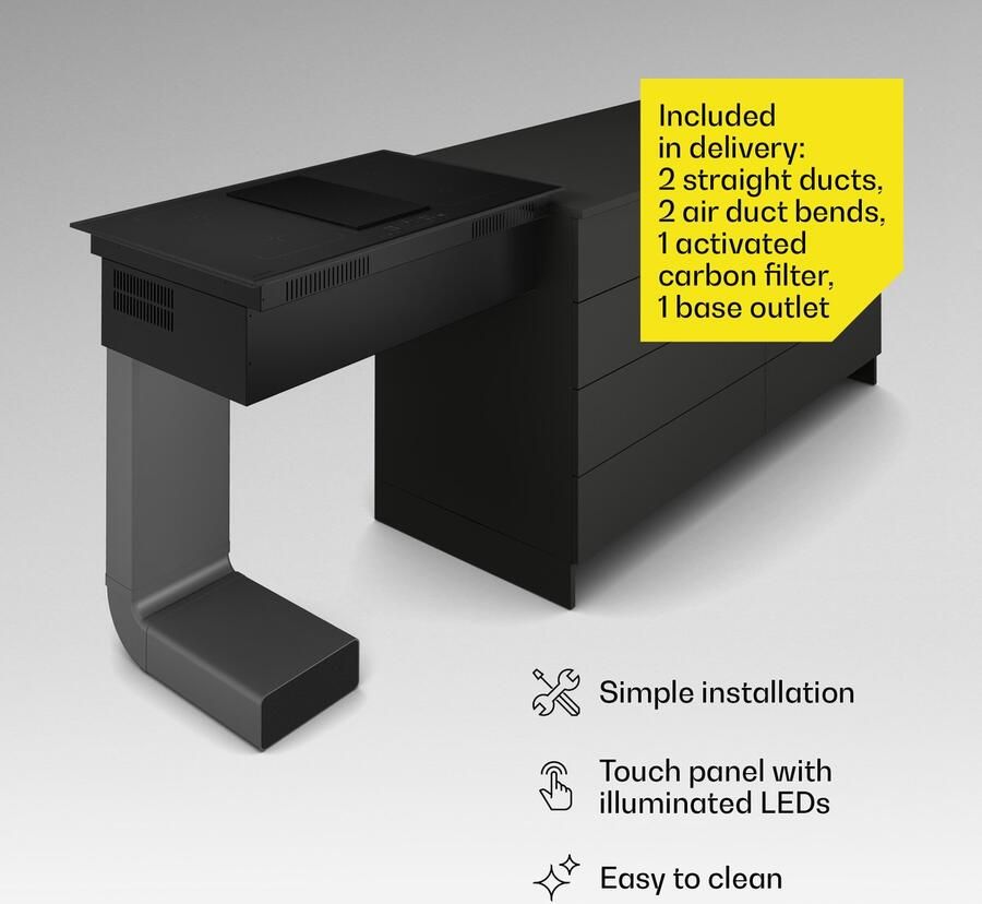 Klarstein Velaire inductiekookplaat met afzuigkap 80 cm 4 flexibele zones 8400 W boost ingebouwde afzuigkap touchbediening timer kinderslot glazen oppervlak inbouwmodel
