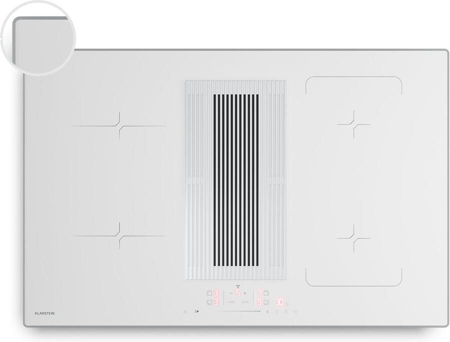 Klarstein Velaire inductiekookplaat met afzuigkap 80 cm 4 zones 8400 W boost touchslider flexzone ingebouwde afzuigkap timer kinderslot restwarmte-indicator - Foto 2