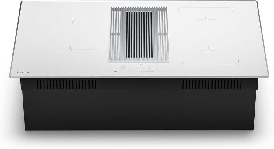 Klarstein Velaire inductiekookplaat met afzuigkap 80 cm 4 zones 8400 W boost touchslider flexzone ingebouwde afzuigkap timer kinderslot restwarmte-indicator