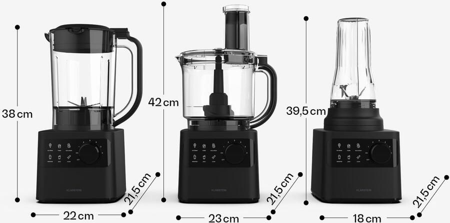 Klarstein Velaire keukenmachine met blender kneden kloppen & sap maken 1200W 2l keukenmachine 1 75l blender