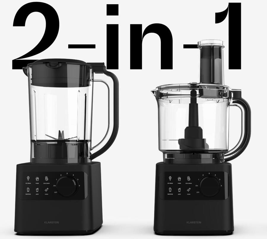 Klarstein Velaire keukenmachine met blender kneden kloppen & sap maken 1200W 2l keukenmachine 1 75l blender