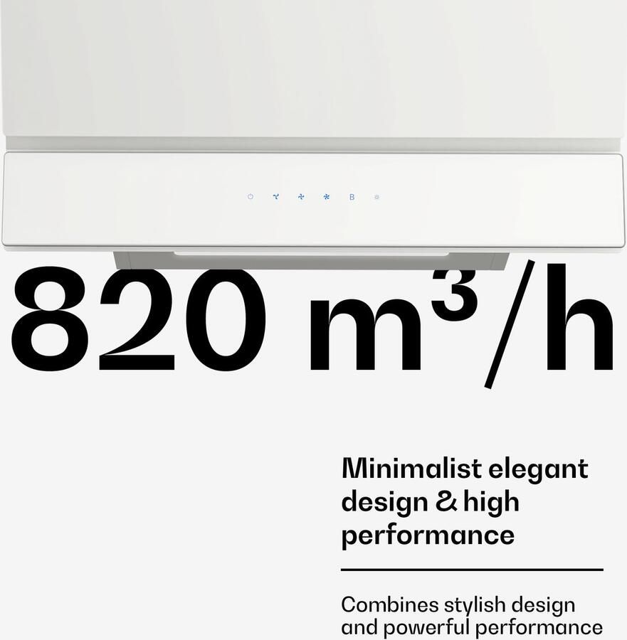 Klarstein Velaire schuine afzuigkap 60 cm 820 m³ u boost A++ energieklasse touchbediening ledverlichting stil vaatwasmachinebestendig filter afzuigkap met afvoer of recirculatie wit