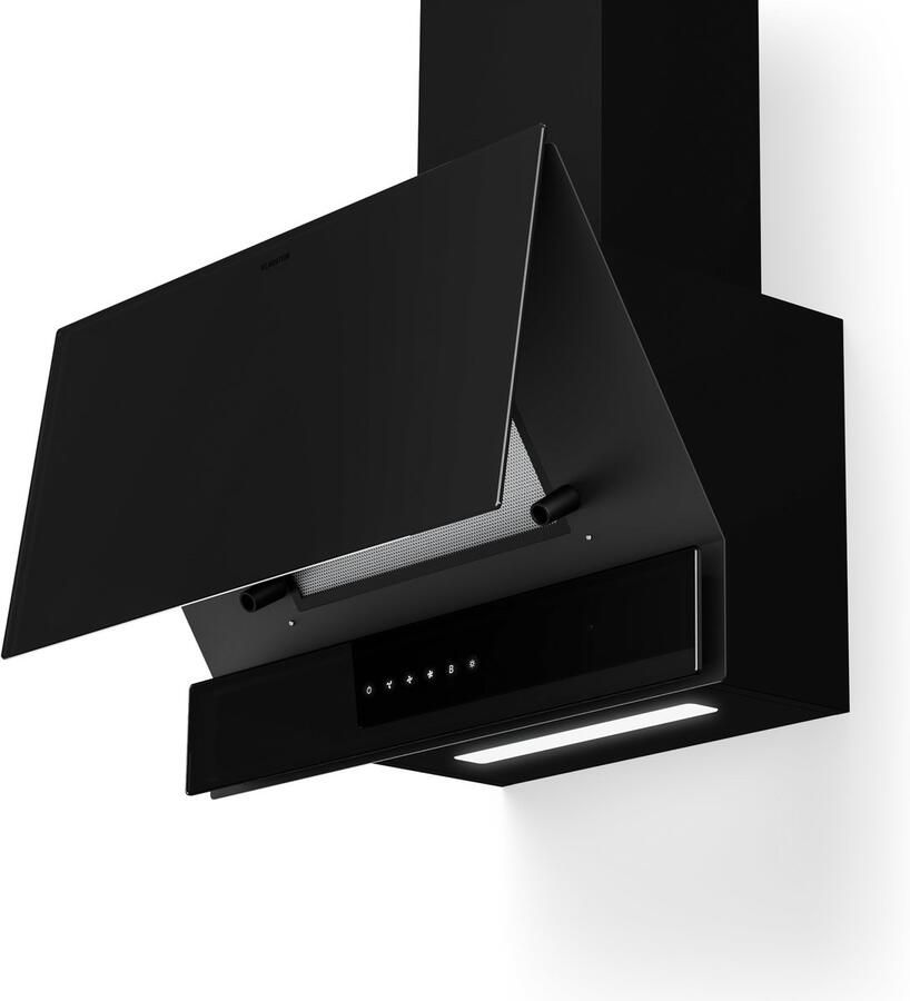Klarstein Velaire schuine afzuigkap 60 cm 820 m³ u boost A++ energieklasse touchbediening ledverlichting stil vaatwasmachinebestendig filter afzuigkap met afvoer of recirculatie zwart - Foto 5