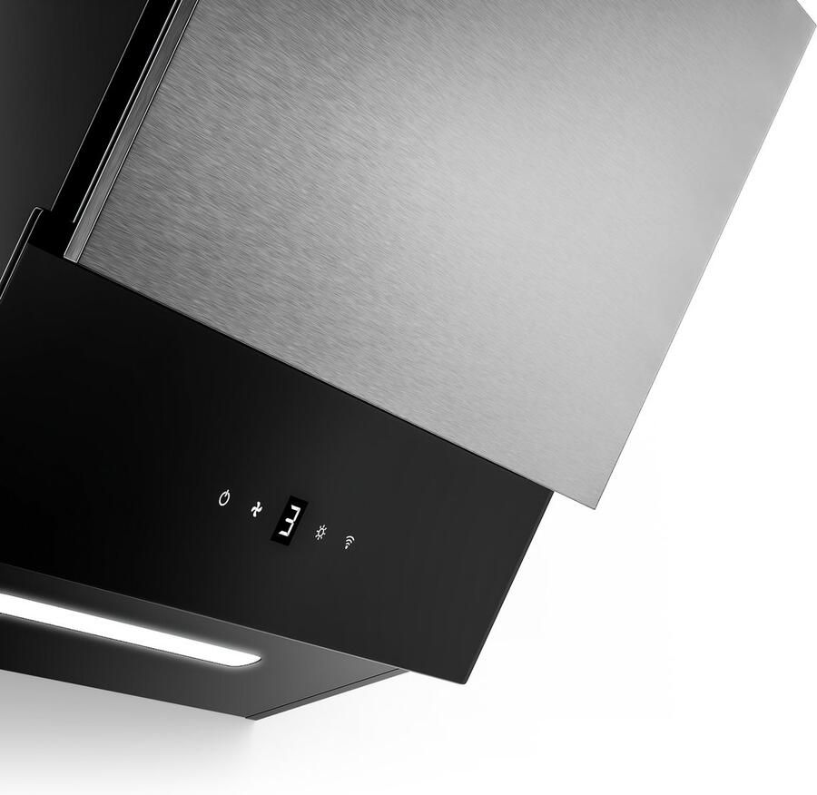 Klarstein Verosteel Hoekafzuigkap 45 cm 624 m³ u A++ energieklasse touchbediening ledverlichting stil roestvrij staal en glas afvoer recirculatie afzuigkap - Foto 3