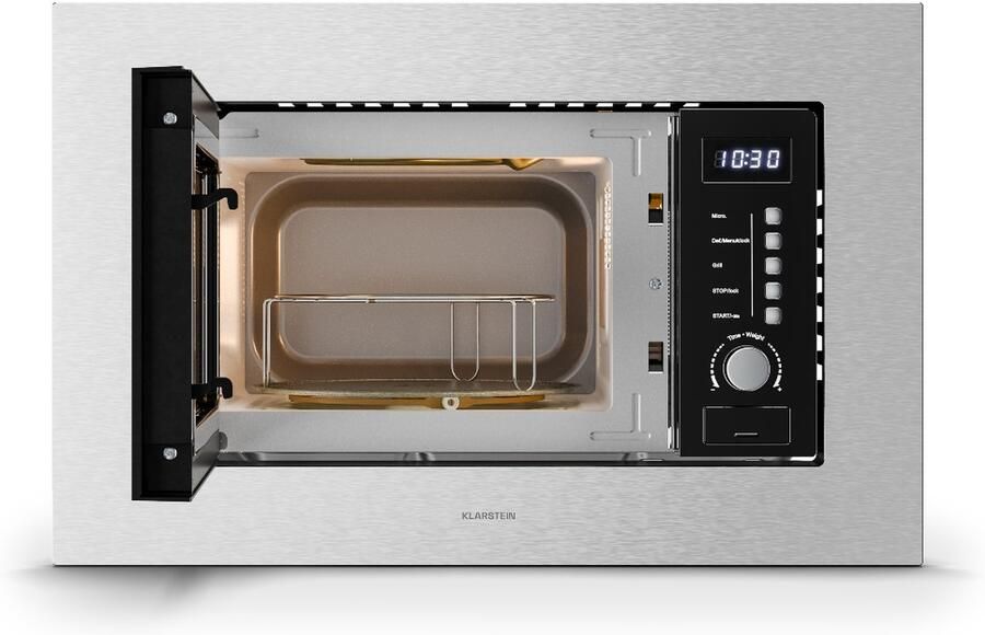 Klarstein Verosteel inbouwmagnetron met grill – 20 l 700 W magnetron & 800 W grill 8 programma's touchbediening roestvrij staal geïntegreerde magnetronoven - Foto 6