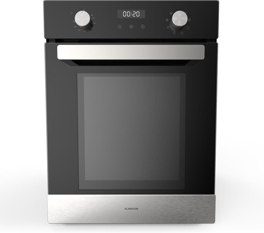 Klarstein Verosteel inbouwoven 49 liter elektrische oven 8 standen energieklasse A roestvrij staal en zwart glas makkelijk schoon te maken timer dubbel glas geïntegreerde enkele oven