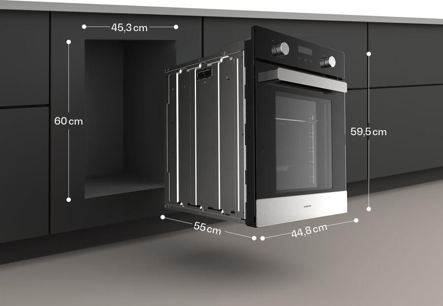 Klarstein Verosteel inbouwoven 49 liter elektrische oven 8 standen energieklasse A roestvrij staal en zwart glas makkelijk schoon te maken timer dubbel glas geïntegreerde enkele oven - Foto 3