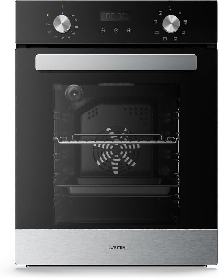 Klarstein Verosteel inbouwoven 49 liter elektrische oven 8 standen energieklasse A roestvrij staal en zwart glas makkelijk schoon te maken timer dubbel glas geïntegreerde enkele oven - Foto 2