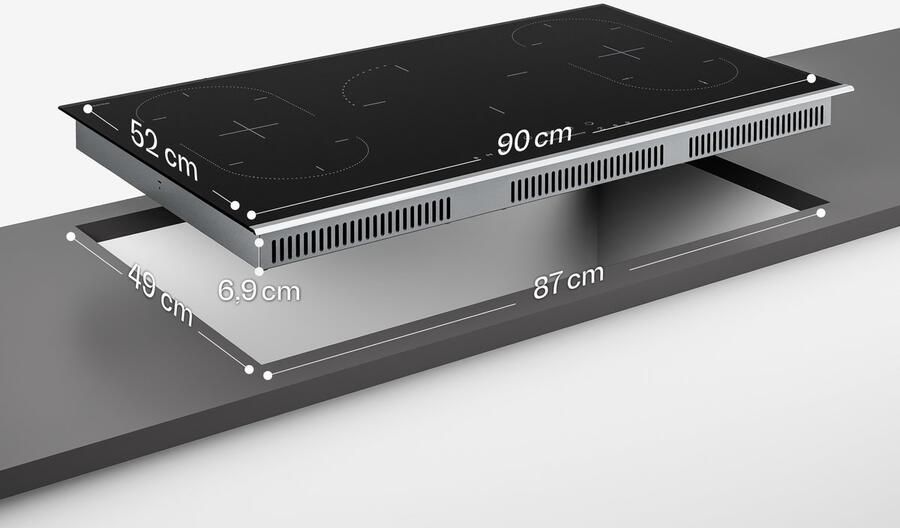 Klarstein Verosteel inductiekookplaat 90 cm inbouw 5 zones 12200 W boost touchbediening timer kinderslot warmte-indicator zwart glas en aluminium - Foto 2