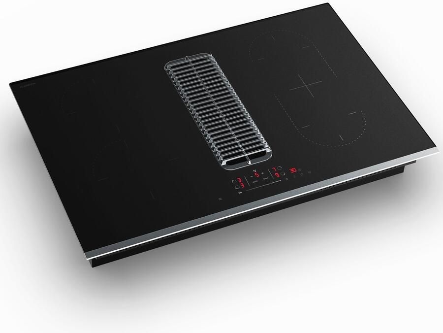 Klarstein Inductiekookplaat Verosteel met afzuigkap 80 cm 4 zones 7400 W ingebouwde afzuigkap 590 m³ u touchbediening timer kinderslot pannenherkenning zwart glas Kookveld 8400W voor Keuken Restwarmte-Indicator RVS - Foto 4