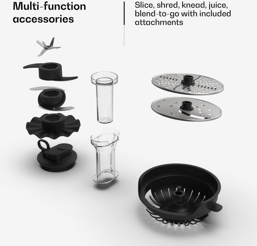 Klarstein Verosteel keukenmachine met blender Kneden kloppen & sap maken 1200 W 2 l 1 75l - Foto 2