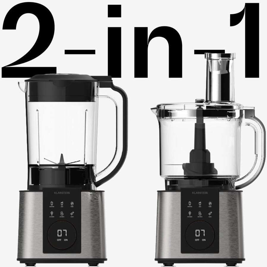 Klarstein Verosteel keukenmachine met blender Kneden kloppen & sap maken 1200 W 2 l 1 75l - Foto 2