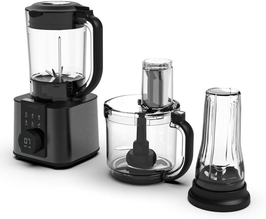 Klarstein Verosteel Küchenmaschine mit Mixer Kneten Aufschlagen & Entsaften 1200 W 2 L 1 75L