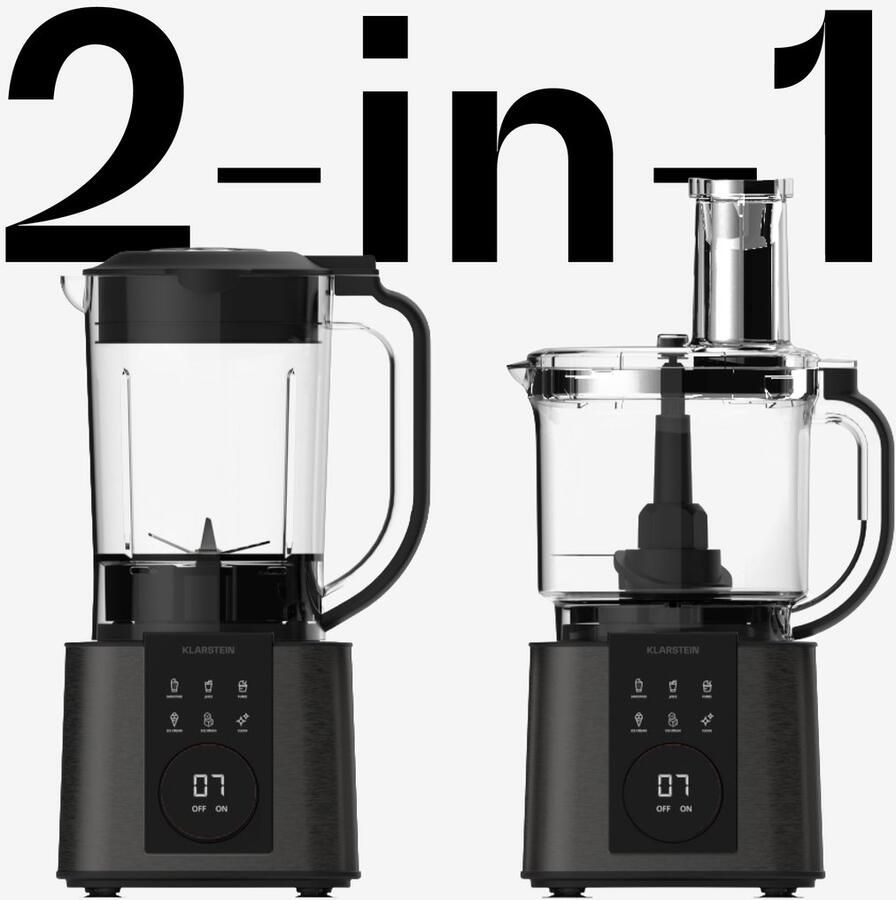 Klarstein Verosteel Küchenmaschine mit Mixer Kneten Aufschlagen & Entsaften 1200 W 2 L 1 75L - Foto 2