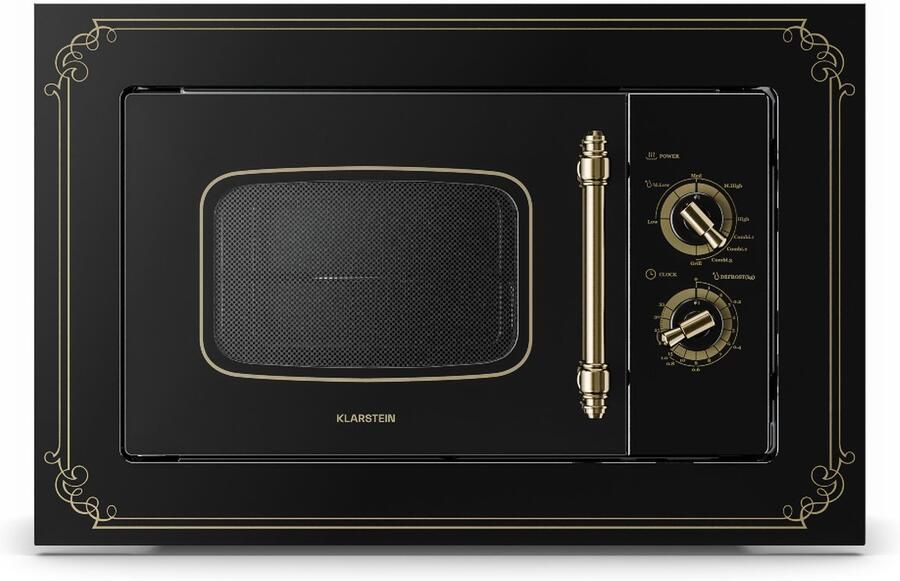 Klarstein Victoria 20 ingebouwde magnetron 20 liter 3 Combinatiefuncties voor grill (1000W) oven (800W) retro design