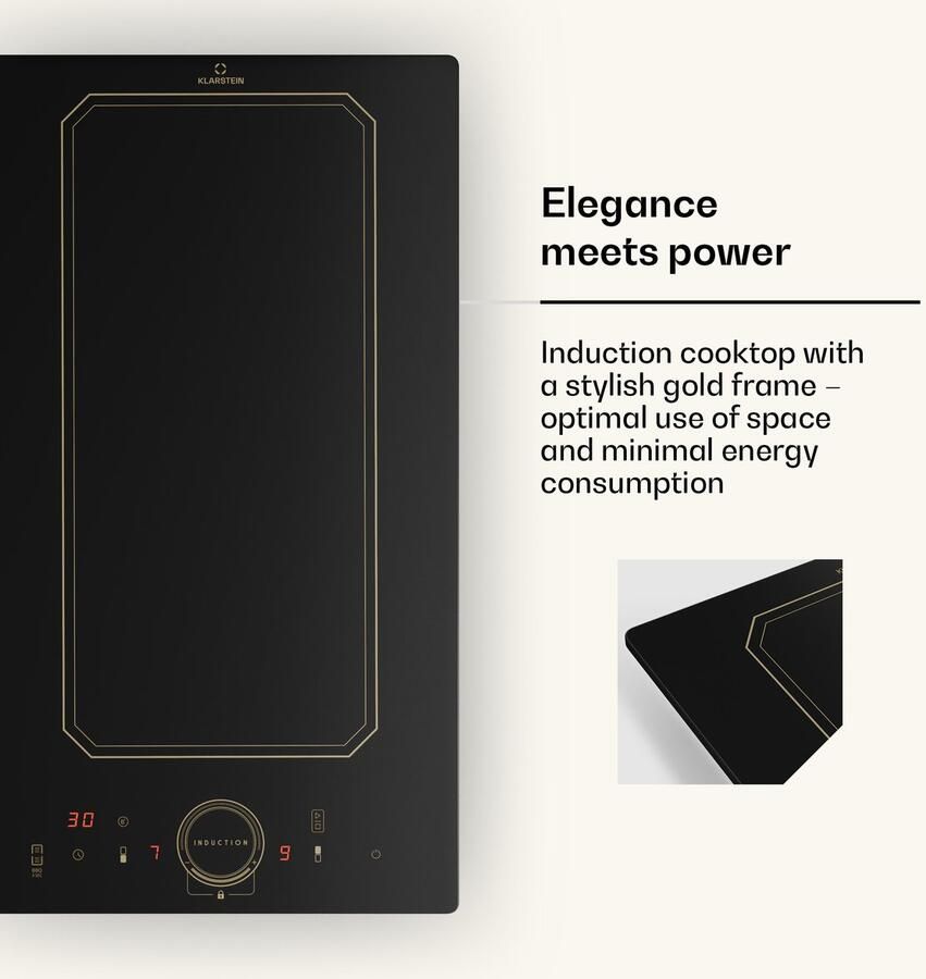 Klarstein Victoria Domino Inductiekookplaat Flexzone Technologie Zelfvoorzienend Inbouwkookplaat 29 Cm 2 Zones 3500 Watt Booster Temperatuuropslag Timer Glaskeramiek Energiezuinig VarioHeating Flexibel Zwart - Foto 9