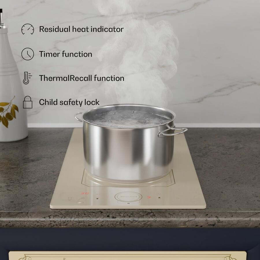 Klarstein Victoria Domino Inductiekookplaat Flexzone Technologie Zelfvoorzienend Inbouwkookplaat 29 Cm 2 Zones 3500 Watt Booster Temperatuuropslag Timer Glaskeramiek Energiezuinig VarioHeating Flexibel Ivoor - Foto 6