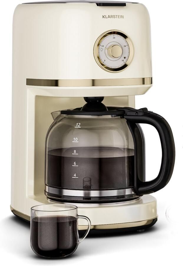 Klarstein Victoria filterkoffiezetapparaat – Koffiemachine met retrodesign 1 5 L voor tot 12 kopjes warmhoudfunctie druppelstop automatische uitschakeling