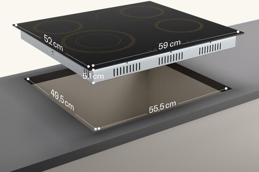 Klarstein Victoria keramische kookplaat 60 cm retro design 4-pits elektrische kookplaat met touchbediening 6600 W timer kinderslot en restwarmte-indicator keramisch glazen oppervlak