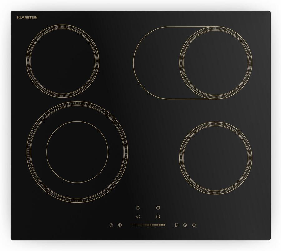 Klarstein Victoria keramische kookplaat 60 cm retro design 4-pits elektrische kookplaat met touchbediening 6600 W timer kinderslot en restwarmte-indicator keramisch glazen oppervlak - Foto 3