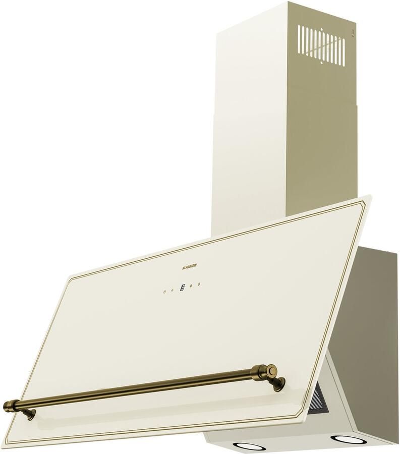 Klarstein Victoria Dunstabzugshaube 90 cm Abzugshaube Touch Bedienfeld 400 m³ h Luftstrom A++ Energieeffizienz LED Beleuchtung Leise 52 dB Creme & Gold Abluft & Umluft – geschikt voor thuisfitness en sportschoolgebruik duurzame constructie e - Foto 2